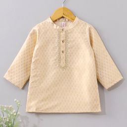 Babyhug Full Sleeves Kurta All Over Printed - Beige-image-3