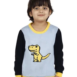 JoE Hazel Full Sleeves T Rex Dinosaur Design Detailed Acrylic Pullover - Navy Blue-picture-40