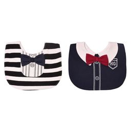 THE LITTLE LOOKERS Unisex Cotton Baby Bibs with Bow Tie for Infants/Toddlers-Black & Navy Blue (3-24 Months)-11