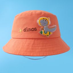 Babyhug Bucket Hat With Dino Applique -Orange-picture-1