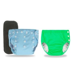 Chinmay Kids Combo of Baby Swim Diaper Waterproof Reusable Leakproof Adjustable Pool Swimsuit & Adjustable Size Baby Cloth Button Diaper Washable/Reusable Nappies for Infants With Black Insert-15