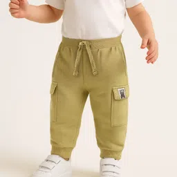 Babyoye 100% Cotton Terry Knit Full Length Lounge Pant With Text Print - Beige-picture-38