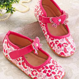 Cute Walk by Babyhug Ballerinas with Velcro Closure Heart Print & Bow Applique - Pink-image-16
