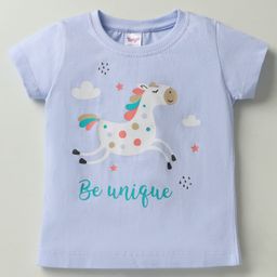 Tango Single Jersey Half Sleeves T-Shirt with Be Unique Text Print - Light Blue-image-83