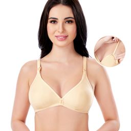 Bella Mama Maternity Non Wired Nursing Bra - Cream-image-32