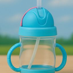 Badal Kidz Flap Baby Silicone Straw Sipper With Handle L Spill Proof Sipper 120ml - Blue-image-20