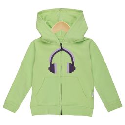 The Mom Store Cotton Blend Knit Full Sleeves Headphone Printed Light Winter Hooded Jacket - Neon Green-picture-39