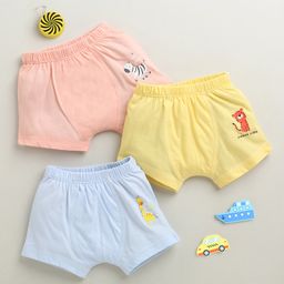 BUMZEE Cotton Knit Pack Of 3 Cute Animals Printed Trunks - Yellow & Peach-picture-30