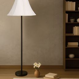 Devansh Off White & Black Wooden & Cotton Frustum Floor Lamp-picture-19
