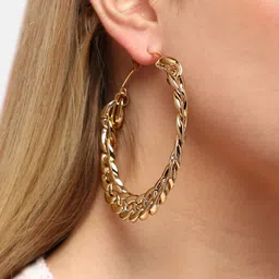 DressBerry Gold-Plated Circular Hoop Earrings-32