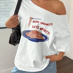 SXV STYLE Women Typography Printed Round Neck Cotton Oversized T-shirt-picture-30