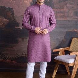 House of Pataudi Floral Embroidered Chikankari Straight Kurta With Pyjamas-image-96