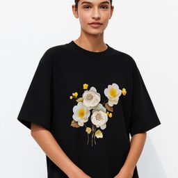 GRACE & JACK Floral Printed Embellished Round Neck Cotton Oversized T-shirt-image-40