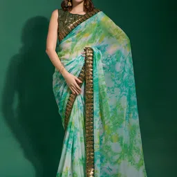 Mitera Tie and Dye Sequinned Poly Chiffon Saree-picture-10