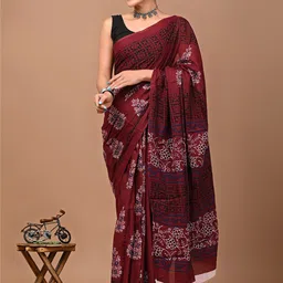 Crafts Moda Pure Cotton Block Print Saree-image-39