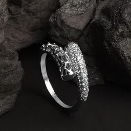 XPNSV Silver-Plated CZ Stone Studded Finger Ring-23