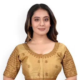 HERE&NOW Embroidered Round Neck Saree Blouse-image-76