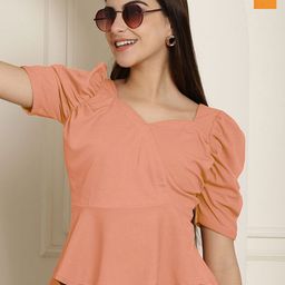 Metronaut Women Pack of 2 Puff Sleeve Peplum Top-image-97
