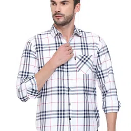 Men Buffalo Checks Checked Chest Pocket Cotton Shirt-image-35