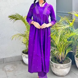 MOKOSH Women Embroidered Regular Pure Cotton Kurta with Trousers-image-72
