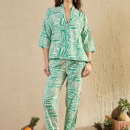 SANSKRUTIHOMES Cotton Printed V- Neck Night Suit-image-102