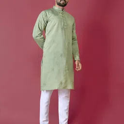 Aish n bless Men Geometric Dyed Thread Work Cotton silk Kurta-picture-11