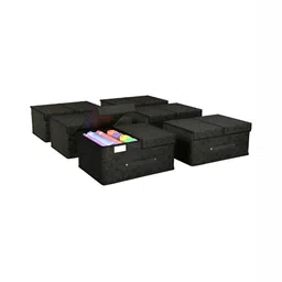 Aura Black & Gold Toned 6 Pieces Printed Foldable Double Lid Drawer Organisers-image-7