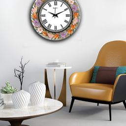 OLIVE TREE Orange & Lavender Printed Traditional Wall Clock-picture-13