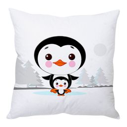 Stybuzz Cushion Cover Penguin Print - Black & White-image-49