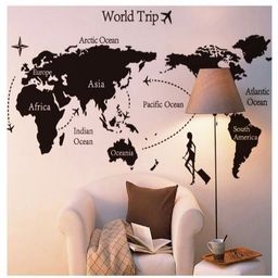 Oren Empower World Map Pvc Vinyl Large Wall Sticker - Black-image-67