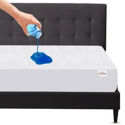 Mattress Protector Water Proof Breathable Stretchable Fitted  72 X 60 Inch for Double- Bed ( queen-size )with Elastic Strap Water Resistant Ultra Soft Hypoallergenic Bed Cover( White )-image-60