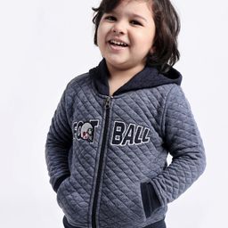 Babyoye Cotton Bushed Fleece Full Sleeves Hooded Sweat Jacket Football Embroidery - Blue-image-88