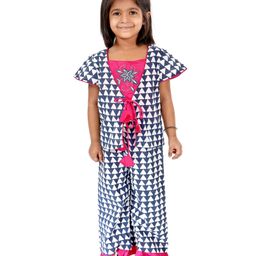 Babyoye Singlet Sleeves Top and Chudidar with Jacket Floral Embroidery - Pink-picture-8