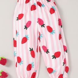 Kookie Kids Full Length Lounge Pant Strawberry Print - Pink-image-14