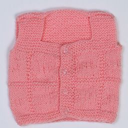 USHA ENTERPRISES Sleeveless Hand Knitted Checked Pattern Vest - Peach-image-96