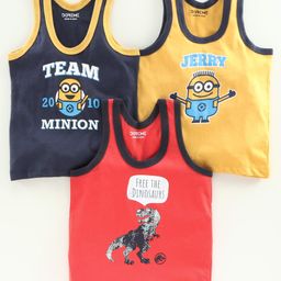 Doreme Sleeveless Vests Multiprint Pack of 3 - Blue Yellow Red-10