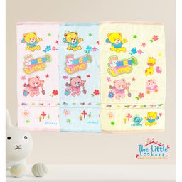 The Little Lookers Large 100% Cotton Towel Pack of 3Pink Blue Yellow - ( Print May Vary )-image-11