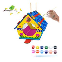 Webby DIY Wooden Build & Paint Bird House - Multicolour-11