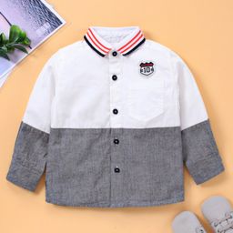 Babyhug Full Sleeves Shirt With Color Block Print - White-44