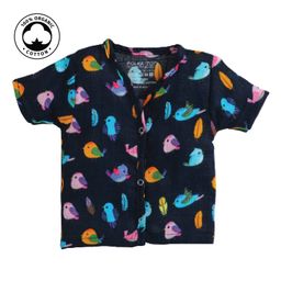 Polka Tots Organic Cotton Half Sleeves Bird Print Vest - Navy-picture-26