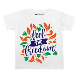 KNITROOT Half Sleeves Feel The Freedom Print Tee - White-image-32