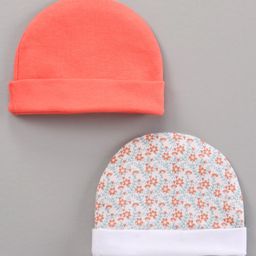 Ben Benny Caps Floral Print Solid Pack of 2 Orange White - Diameter 9 cm-image-48