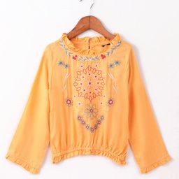 Pine Kids Full Sleeves Embroidery Top - Yellow-picture-25