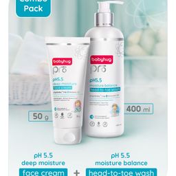 Babyhug Pro pH 55 Deep Moisture Cream - 50gm & Babyhug Pro pH 55 Moisture Balance Head to Toe Wash - 400ml-image-32