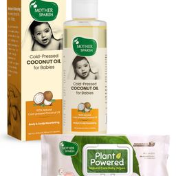 Mother Sparsh Baby Cold Pressed Coconut Oil - 200 ml & Mother Sparsh Baby Plant Powered Natural Baby Wipes With Grapefruit Extract - 60 Pieces-image-99