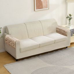 HOKIPO Brown & White 2 Pieces Sofa Armrest Mats-image-53