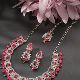 Anouk Rose Gold-Plated Stone-Studded Jewellery Set image 2