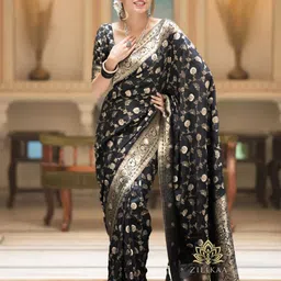 SHOP DROP Floral Woven Design Pure Silk Banarasi Saree-image-92