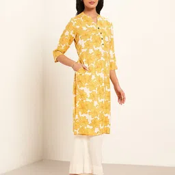RANGMANCH BY PANTALOONS Floral Printed Mandarin Collar Straight Kurtas-image-88