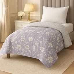 Signature Lavender & White Floral Microfiber Mild Winter 600 GSM Single Bed Comforter-picture-40